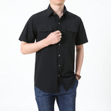 Men's Habit Shirts Spring Men's Solid Color Short Sleeve Slim Lapel Casual Men