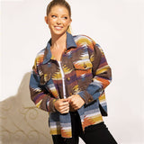 90S Fashion Autumn Winter Retro Ethnic Geometric Printed Woolen Baggy Coat