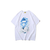 Shark Print T Shirt Spring And Summer Short Sleeve Mount Fuji Printed Fashion Casual T-Shirt