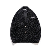 Men's Casual Suit Man Blzer Letter Printed Corduroy Blazer Men's Loose Lapels Jacket Casual Small Suit