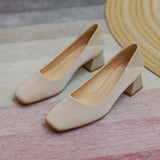Nude Block Heels Closed Toe Chunky Heel Pumps Women's Spring Women's Shoes