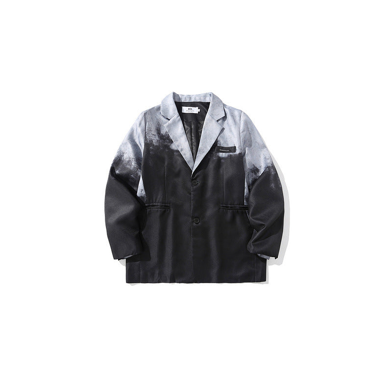 Mens Fall Outfits Vintage Tie-Dye Gradient Suit Jacket Men's Street Baggy Casual Jacket