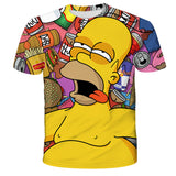 Homer Simpson Shirt Summer Printed Loose Short Sleeve Sports