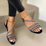 Women Open Toe Sandals Flats Spring Fashion Casual Plus Size Hollow-out Flat Sandals