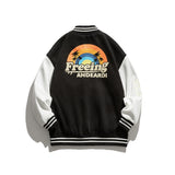 Vintage Letterman Jacket Autumn Color Matching Printed Jacket