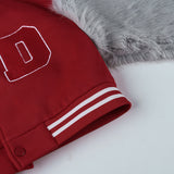 Brown Cropped Varsity Jacket Long Sleeve Baseball Uniform Coat