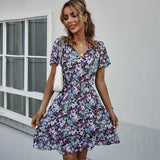 Emery Rose Dresses Casual Vacation Jumpsuit Skirt Summer Printed Lady A- line Skirt