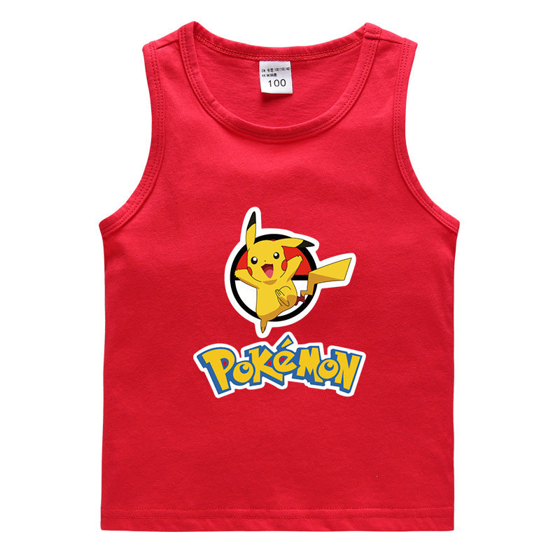 Children Pokemon Pikachu T Shirt Cotton Leisure Sports Sweat-Absorbent Short Sleeve