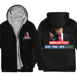 Let's Go Brandon Hoodie Pattern Unisex Thickened Hooded Zipper Sweatshirt