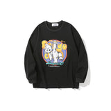 Mens Fall Outfits Thin Sweater Male and Female Couples Wear Loose Leopard Print Letters Printed Crew Neck Top