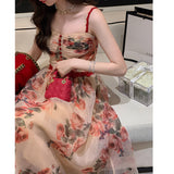 Aesthetic Dress Floral Strap Dress for Women