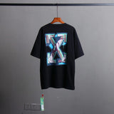 Off Whtie T Shirts Three-Dimensional Color Arrow Print Male And Female Trendy Brand Short Sleeve