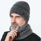Men Winter Hats Autumn and Winter Hat Fleece-Lined Thickened Knitting Warm