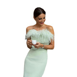 Olivia Wilde Dress Evening Gown Feather Dress Banquet Temperament