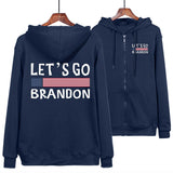 Let's Go Brandon Hoodie English Letters Fashion Hooded Zipper Sweatshirt