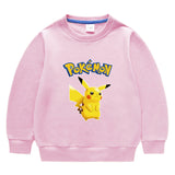 Children Pokemon Pikachu Hoodie Spring and Autumn Solid Color round Neck Sweater