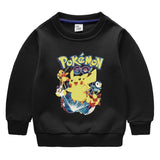 Children Pokemon Pikachu Hoodie Children's Fleece-Lined Sweater Boy plus Velvet Autumn and Winter Clothing Pikachu