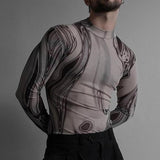 Men Rave T Shirt Sexy Men's Fashionable All-Match Printed Slim Top