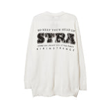 Mens Fall Outfits Sweater Men's Vintage Hiphop Print Loose Street Couple Sweater