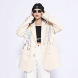Men's Casual Suit Man Blzer Dark Letter Embroidery Casual Suit Jacket Men's Loose Lapels Small Suit Jacket