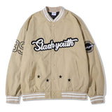 Mens Fall Outfits Embroidered Letters Armband High Street Retro Baseball Uniform Male and Female Couples Wear Jacket Jacket