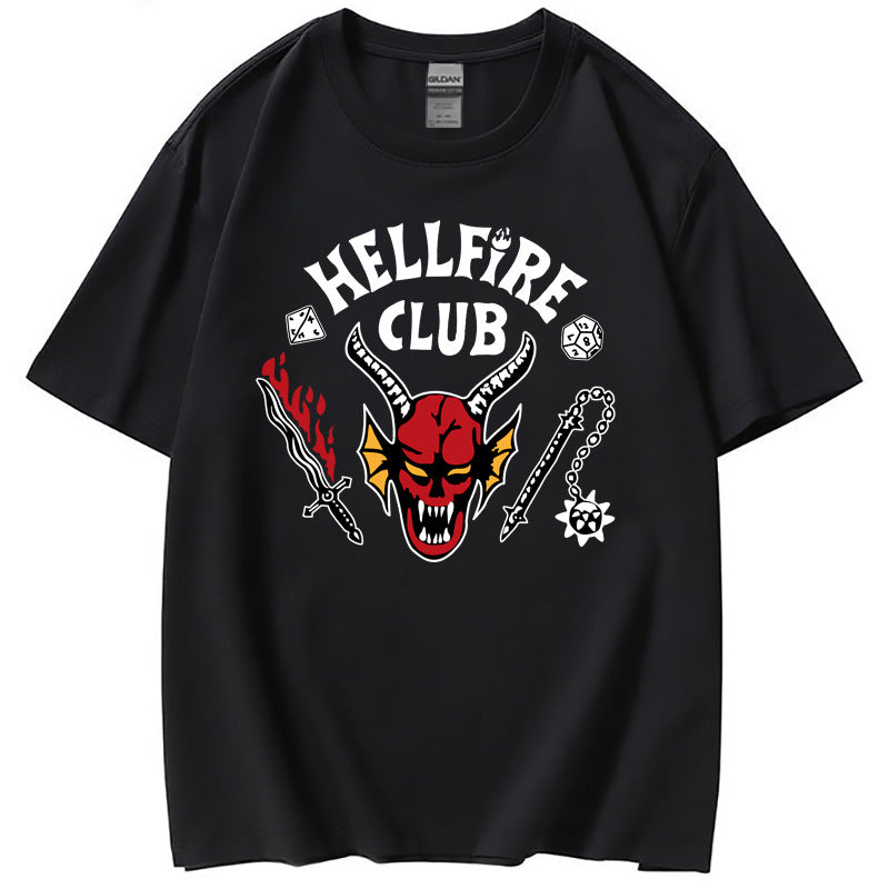 Stranger Things Hellfire Club T Shirt Printed Men'S And Women'S Sports Short Sleeve