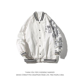 White Varsity Jacket High Street Men's Hiphop Baseball Uniform Men's Autumn Thin Cotton-Padded Coat Jacket