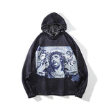Mens Fall Outfits Printed Pullover Sweatshirt Men and Women Street Loose Couple Casual Hooded Coat