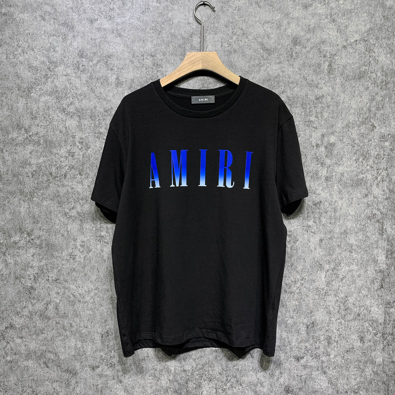 Amiri T Shirt Gradient Letter Flower Casual Hip Hop Short Sleeve T-shirt