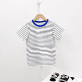 Children T Shrits Men's Summer Striped Short Sleeve T-shirt Short Sleeve