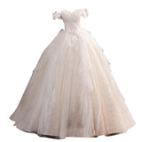 Women'S Evening Dress Ball Gown Princess Quinceanera Wedding Dress Starry Wedding Dress Slimming