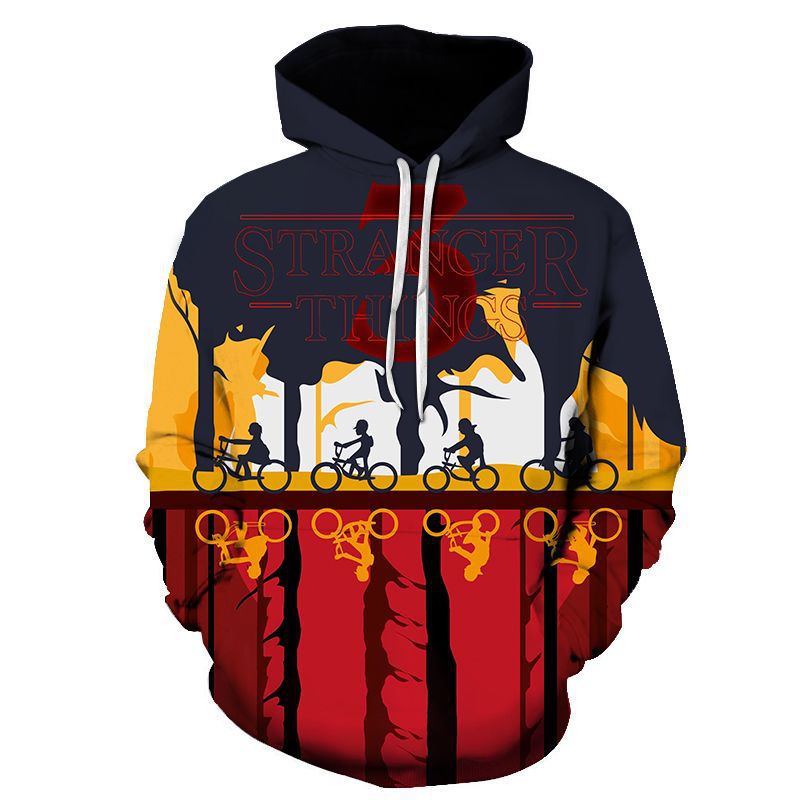Stranger Things Hellfire Club Coat 3D Digital Printing Anime Hooded Sweater Men's