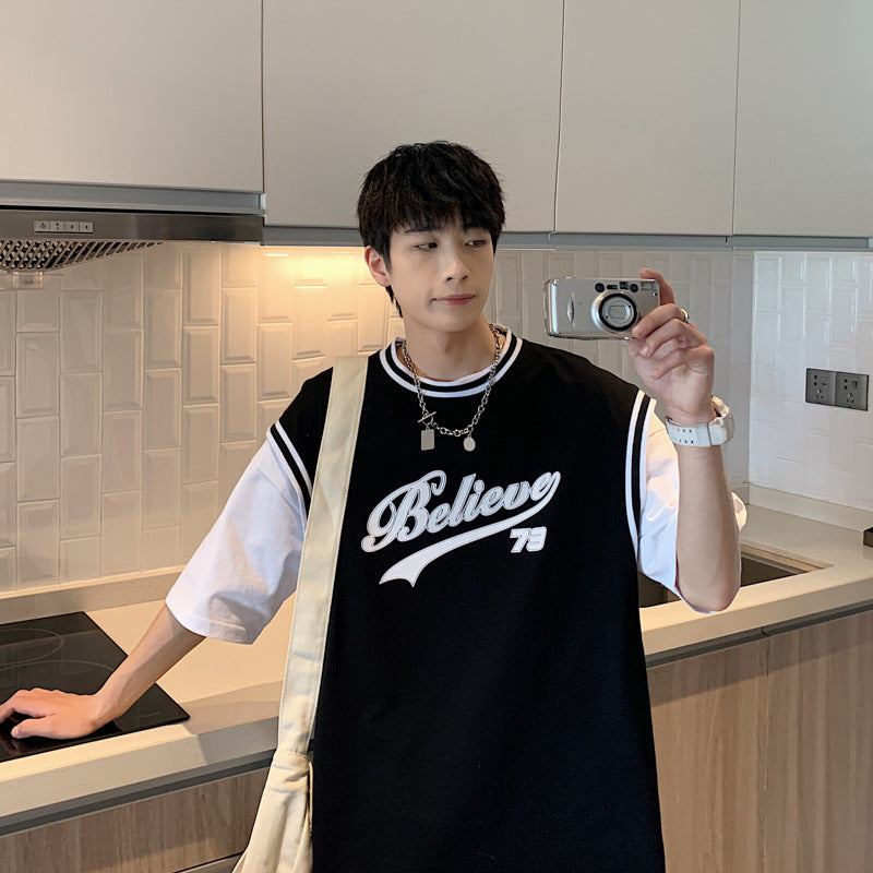 Baggy Baseball Jersey Baseball Short-Sleeved T-shirt Men's Summer