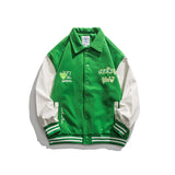 Varsity Jacket Vintage Autumn Coat Campus Fresh Artistic Style Color Contrast Patchwork Three-Color Baseball Uniform for Men