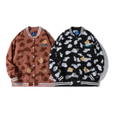 The Bears Varsity Jacket Little Bear Camouflage Spring and Autumn Jacket Retro Couple Baseball Uniform Fresh Men's and Women's Coats