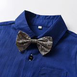 Children Boy Formal Shirt & Suspender Pants 2 Pieces Set Fall Children and Teens Long Sleeves Butterfly 2 Piece Set