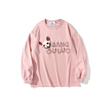Mens Fall Outfits Thin Sweater Male and Female Couples Wear Loose Leopard Print Letters Printed Crew Neck Top