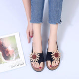Women Open Toe Sandals Flats Summer Flower Flip Flops Flip-Flops Flip-Flops Casual Beach Slippers