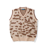 Men Sweater Vest Jacquard Sweater Vest Men's BF Idle Style Loose V-neck Sleeveless Sweater Vest