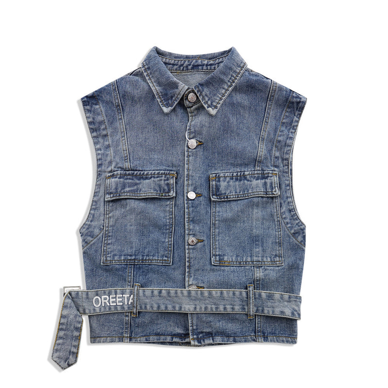 Men Sweater Vest Pure Color Washed Do the Old Cowboy Vest Men's Waistcoat Vest Cardigan Sleeveless Jacket