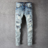 Amiri Jeans Casual Hip Hop Painted Slim Jeans Men #677