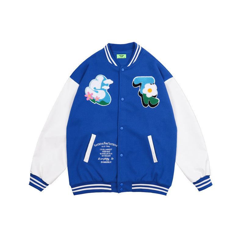 Mens Fall Outfits Letter Flocking Embroidered Baseball Uniform Men and Women Street Couple Jacket Coat