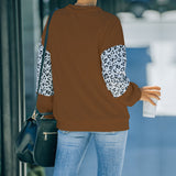 Women Fall Outfits Sweater Women Autumn and Winter Stitching Contrast Color Long Sleeve round Neck Top