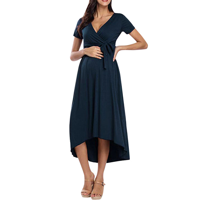 Maternity Clothes Dress plus Size Dress V-neck Short Sleeve Women Maternity Dress
