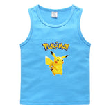 Children Pokemon Pikachu T Shirt Cotton Leisure Sweat Absorption Solid Color