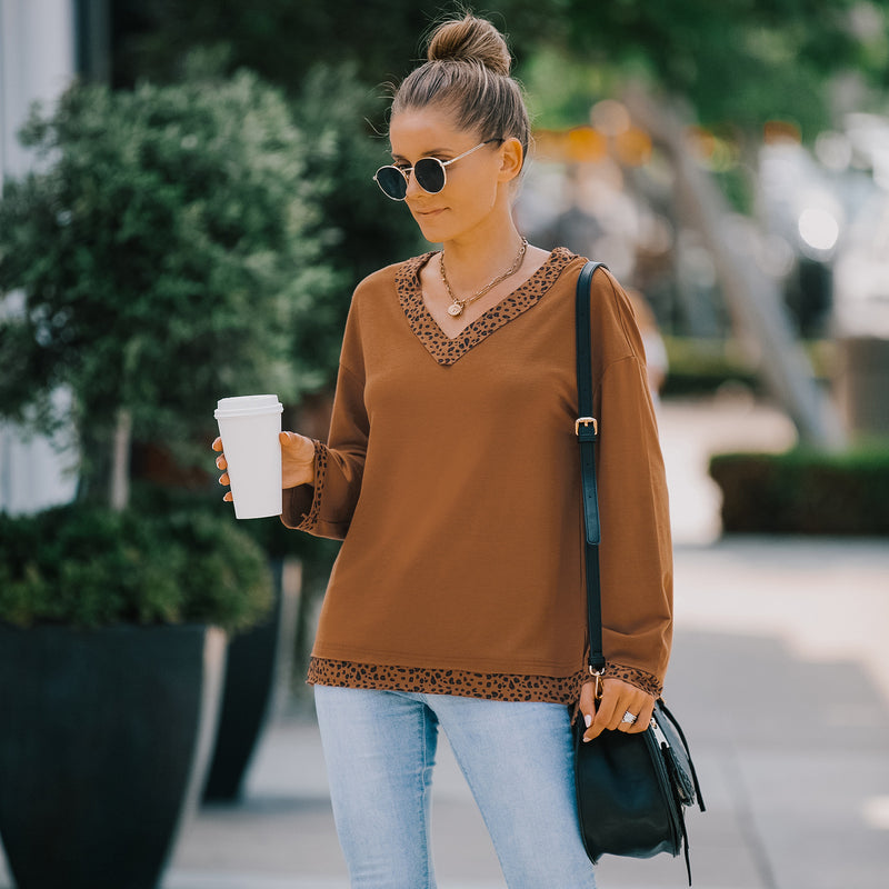 Women Fall Outfits Autumn and Winter V-neck Sexy off-the-Shoulder Top Female