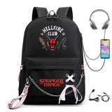 Stranger Things Hellfire Club Backpack USB Charging Backpack Student