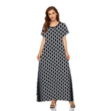 Muslim Women Stylish Kashibo Abaya Muslim Ladies Long Gown Islamic Clothing Jilbab Jalabiya Short Sleeve Round Neck Printed Summer Fashion Long Skirt