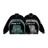 Varsity Jacket Vintage Letter Embroidery Contrast Color Velvet Jacket Men's Retro Loose Lapel Baseball Uniform