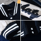 Jock Jacket Harajuku Style College Couple Jacket Spring and Autumn Men's and Women's Stand Collar Baseball Uniform Coat